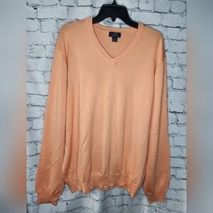 Brooks Brothers‎ 100% Pima Cotton Knit Vneck Sweater Size XL Mens Orange Cream
